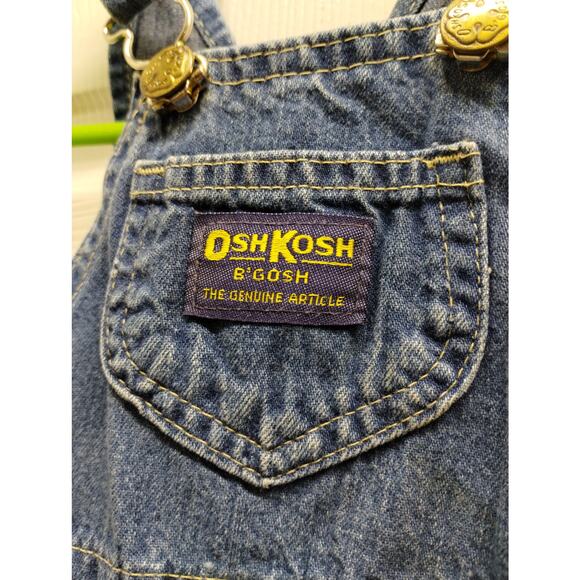 Vintage OshKosh B'Gosh Size 6-9 Mo Made in USA Baby Blue Denim Jean Overalls - Picture 3 of 7